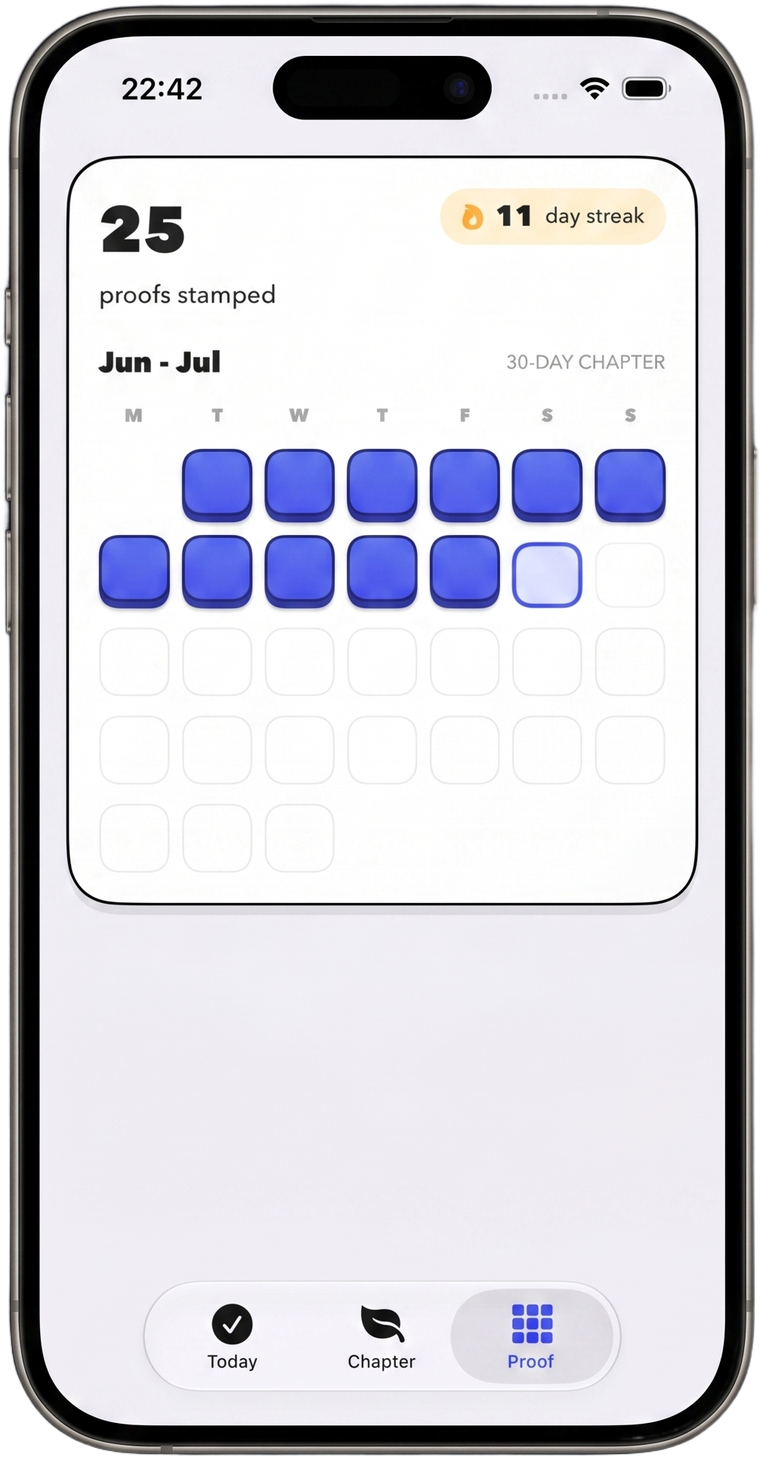 Evedra proof wall on iPhone 17 Pro